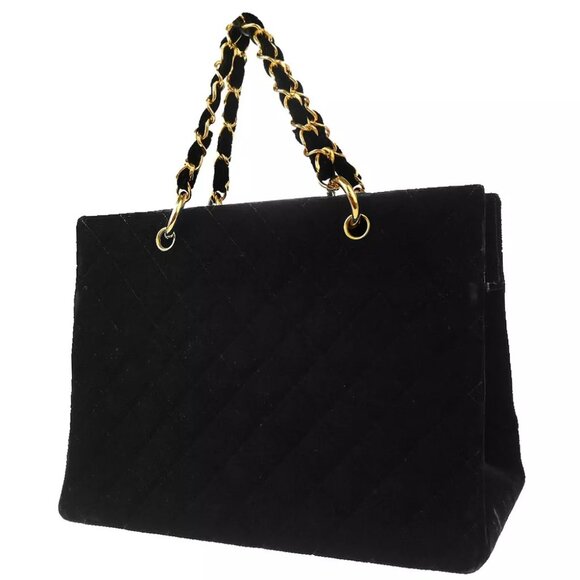 Chanel Black Velvet Tote Handbag 124683 - Picture 1 of 12
